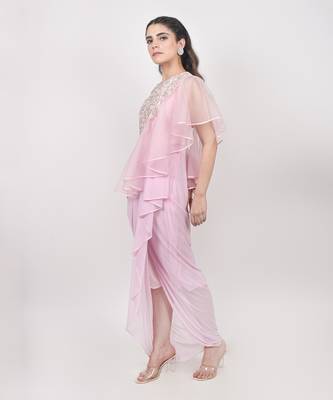 Blush Pink Drape Dhoti Gown 2
