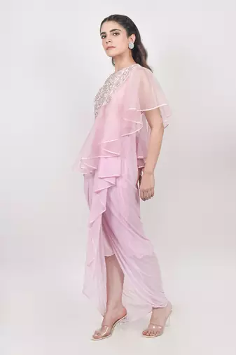 Blush Pink Drape Dhoti Gown