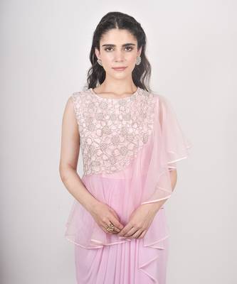 Blush Pink Drape Dhoti Gown 3