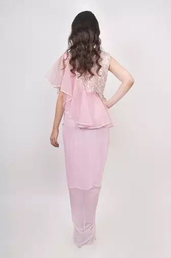 Blush Pink Drape Dhoti Gown
