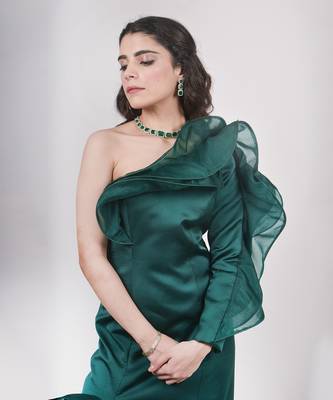 Emerald Green Ruffle Gown 2