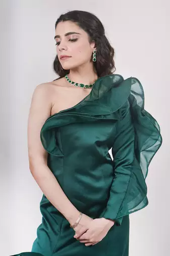 Emerald Green Ruffle Gown