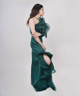 Emerald Green Ruffle Gown 3
