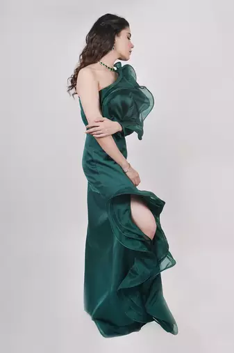 Emerald Green Ruffle Gown