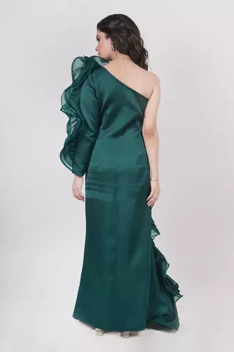 Emerald Green Ruffle Gown