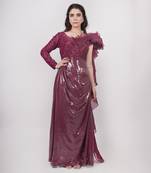 Magenta Sequin Structured Gown