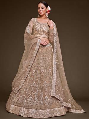 lilac embroidered net lehenga set choli with dupatta 1