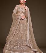 Glamorous Lilac Embroidered Net Wedding Wear Lehenga Choli