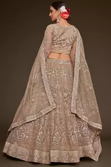 lilac embroidered net lehenga set choli with dupatta