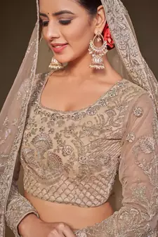 lilac embroidered net lehenga set choli with dupatta
