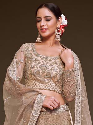 lilac embroidered net lehenga set choli with dupatta 4