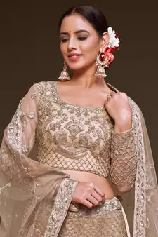 lilac embroidered net lehenga set choli with dupatta