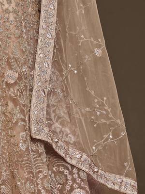 lilac embroidered net lehenga set choli with dupatta 6