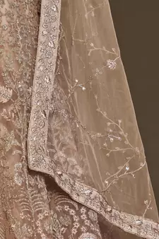 lilac embroidered net lehenga set choli with dupatta