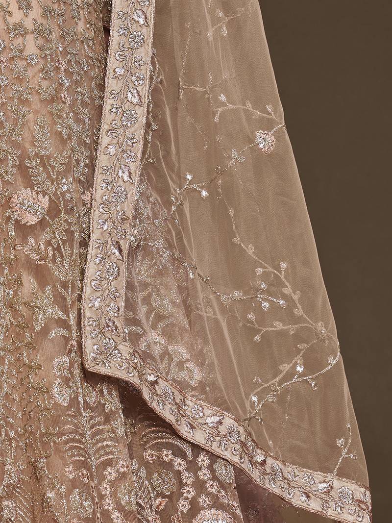 Glamorous Lilac Embroidered Net Wedding Wear Lehenga Choli