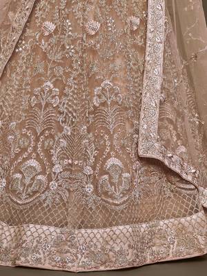 lilac embroidered net lehenga set choli with dupatta 7