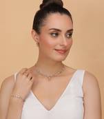 Rose Gold Plated Mint Stone Embellished CZ Necklace 317FNN322