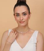 Rose Gold Plated White Stone Embellished CZ Necklace 317FNN326