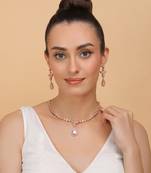 Rose Gold Plated White and CZ Stone Designer Necklace 317FNN354