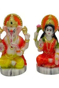 Chaque Decor  Laxmi Ganesh Handpainted Idol For Success & Gifts/Pooja Room/Home Decoration