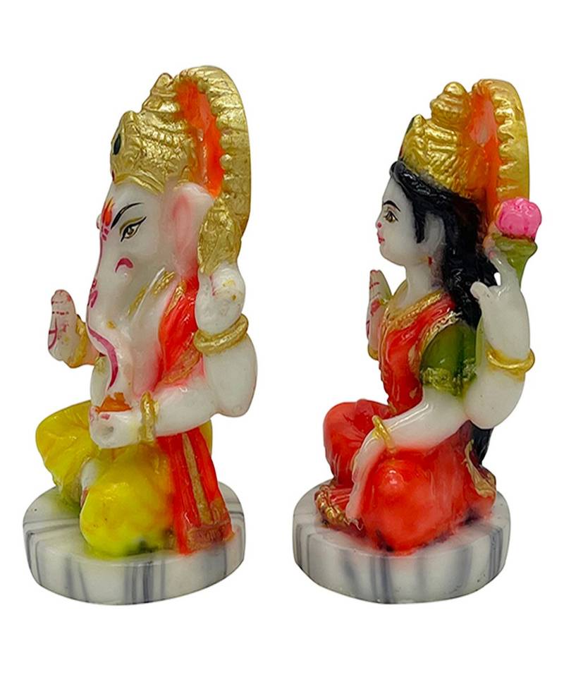 Chaque Decor  Laxmi Ganesh Handpainted Idol For Success & Gifts/Pooja Room/Home Decoration