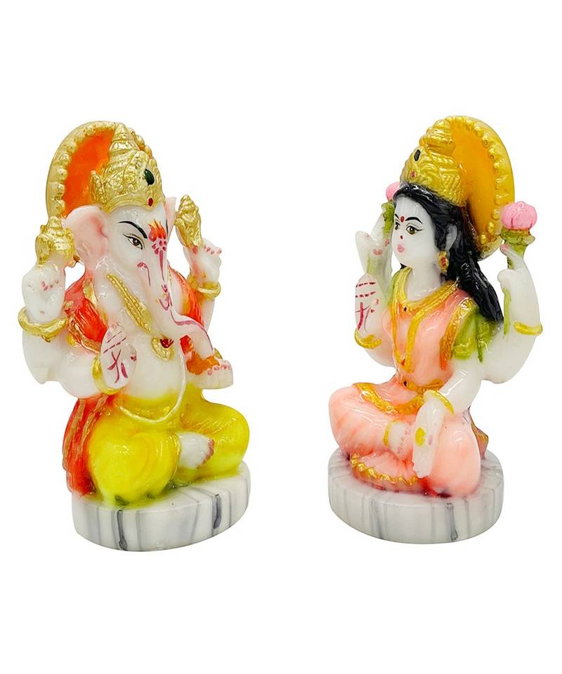 Chaque Decor  Laxmi Ganesh Handpainted Idol For Success & Gifts/Pooja Room/Home Decoration