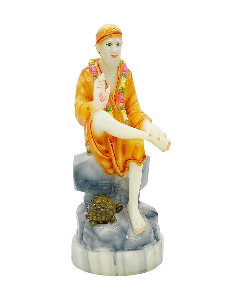 Chaque Decor  Sai Baba Handpainted Idol For Success & Gifts/Pooja Room/Home Decoration