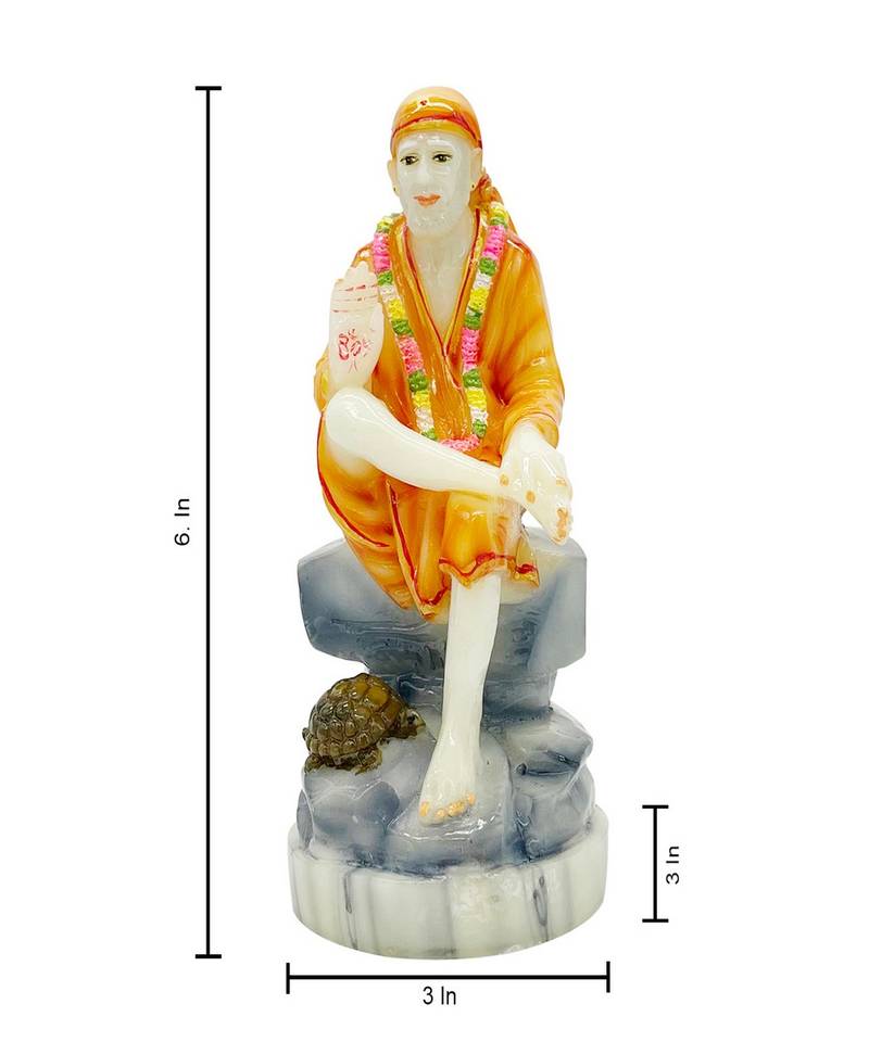 Chaque Decor  Sai Baba Handpainted Idol For Success & Gifts/Pooja Room/Home Decoration