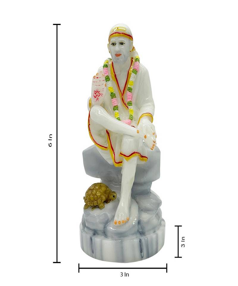 Chaque Decor  Sai Baba Handpainted Idol For Success & Gifts/Pooja Room/Home Decoration