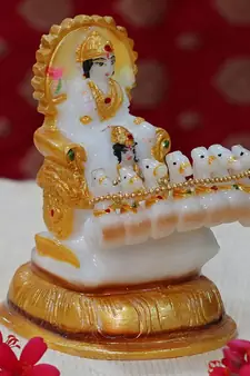 Chaque Decor  Surya Dev Handpainted Idol For Success & Gifts/Pooja Room/Home Decoration