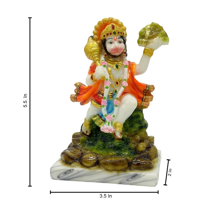 Chaque Decor  Parvat Hanuman Handpainted Idol For Success & Gifts/Pooja Room/Home Decoration
