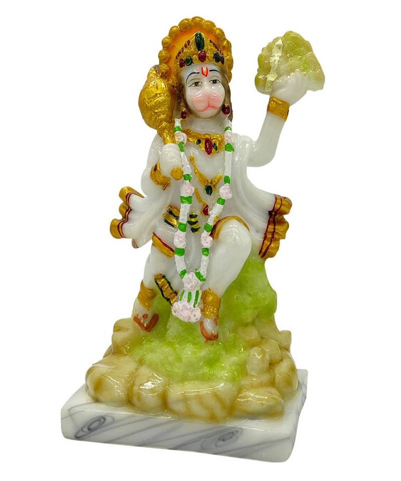 Chaque Decor  Parvat Hanuman Handpainted Idol For Success & Gifts/Pooja Room/Home Decoration