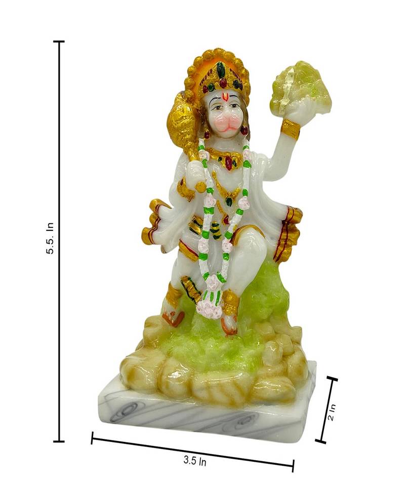 Chaque Decor  Parvat Hanuman Handpainted Idol For Success & Gifts/Pooja Room/Home Decoration