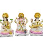 Chaque Decor  Laxmi Ganesh And Saraswati Handpainted Idol For Success & Gifts/Pooja Room/Home Decoration