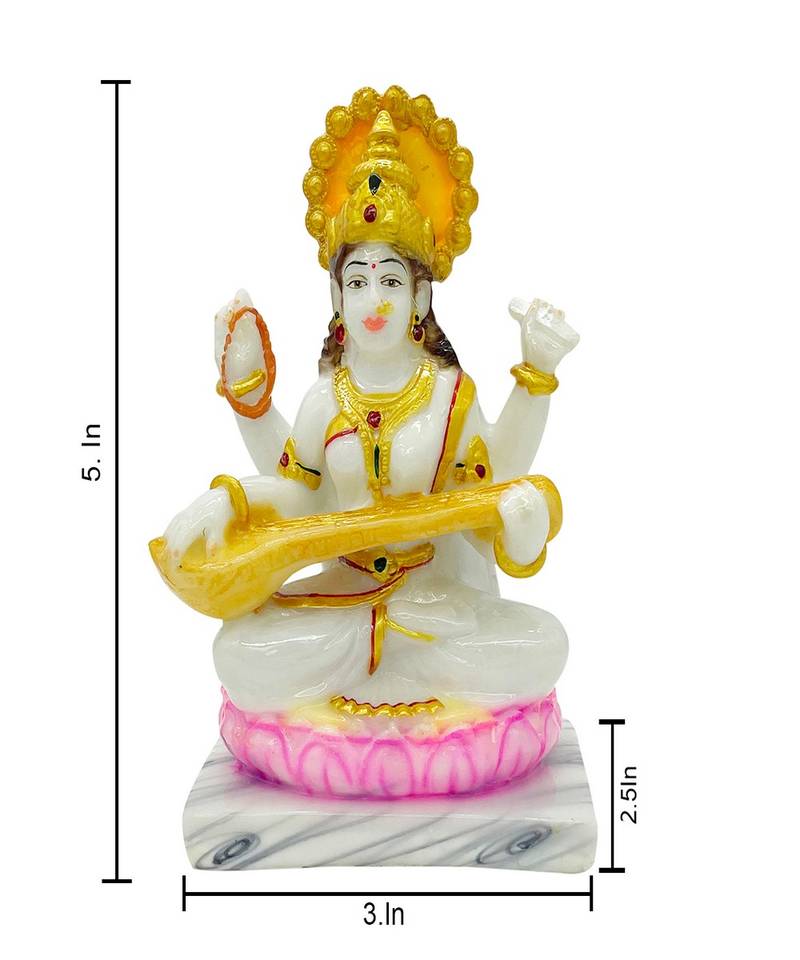 Chaque Decor  Laxmi Ganesh And Saraswati Handpainted Idol For Success & Gifts/Pooja Room/Home Decoration