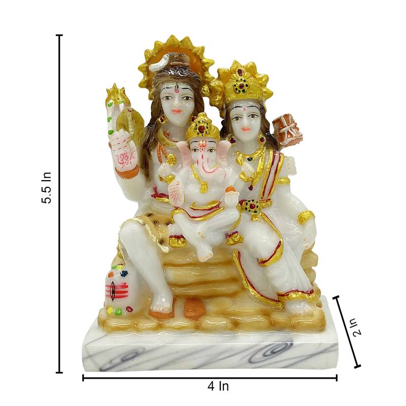 Chaque Decor  Shiv Parivar Handpainted Idol For Success & Gifts/Pooja Room/Home Decoration