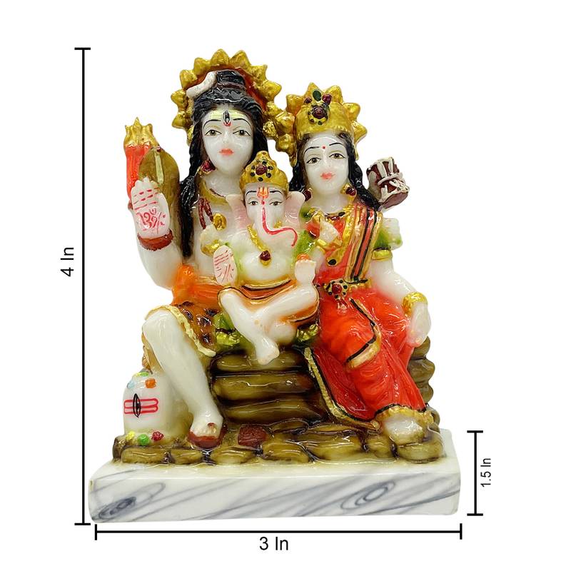Chaque Decor  Shiv Parivar Handpainted Idol For Success & Gifts/Pooja Room/Home Decoration