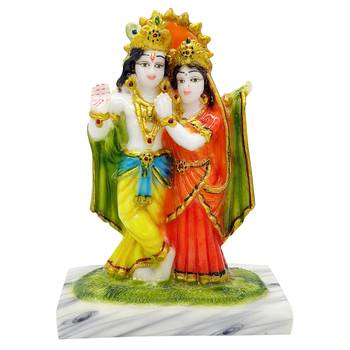Chaque Decor  Radha Krishna With Flute Handpainted Idol For Success & Gifts/Pooja Room/Home Decoration 1