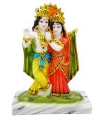 Chaque Decor  Radha Krishna With Flute Handpainted Idol For Success & Gifts/Pooja Room/Home Decoration