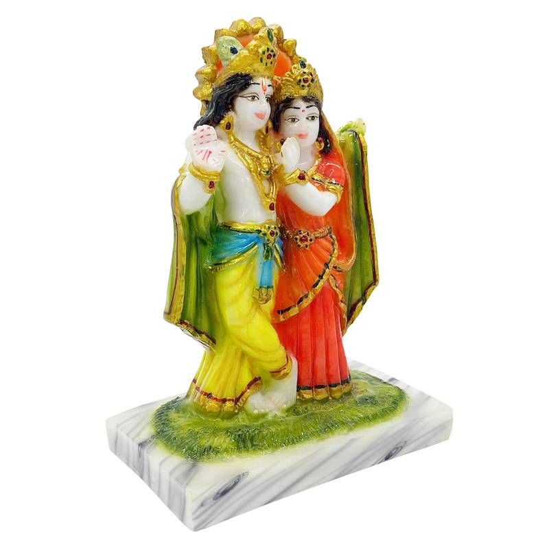 Chaque Decor  Radha Krishna With Flute Handpainted Idol For Success & Gifts/Pooja Room/Home Decoration