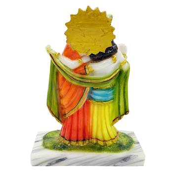 Chaque Decor  Radha Krishna With Flute Handpainted Idol For Success & Gifts/Pooja Room/Home Decoration 3