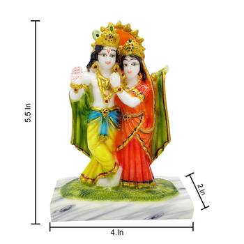 Chaque Decor  Radha Krishna With Flute Handpainted Idol For Success & Gifts/Pooja Room/Home Decoration 4