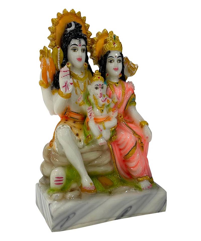 Chaque Decor  Shiv Parivar Handpainted Idol For Success & Gifts/Pooja Room/Home Decoration