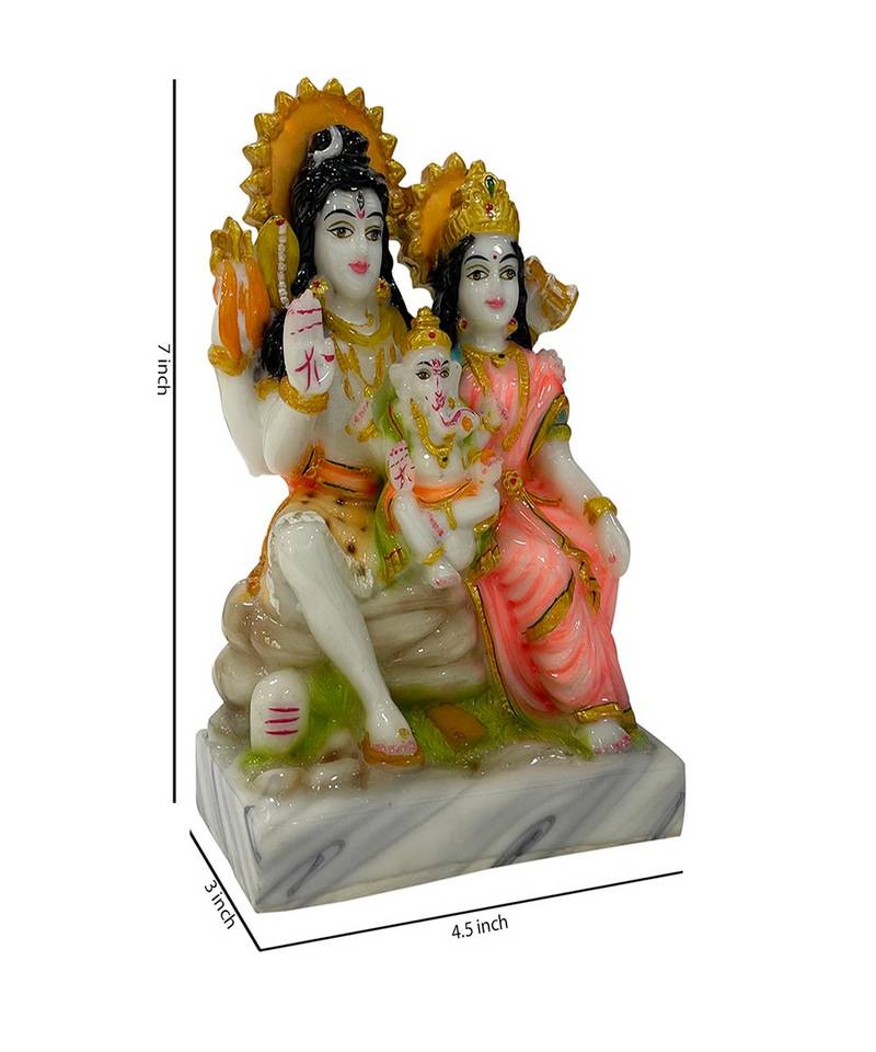 Chaque Decor  Shiv Parivar Handpainted Idol For Success & Gifts/Pooja Room/Home Decoration