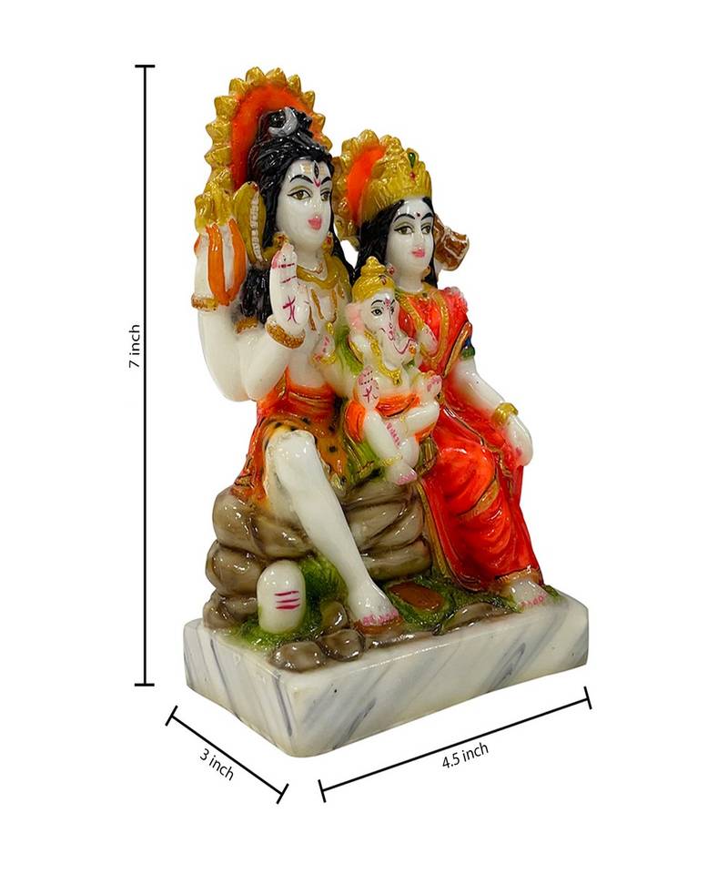 Chaque Decor  Shiv Parivar Handpainted Idol For Success & Gifts/Pooja Room/Home Decoration