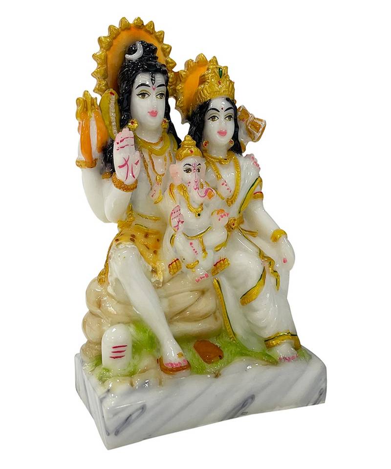 Chaque Decor  Shiv Parivar Handpainted Idol For Success & Gifts/Pooja Room/Home Decoration