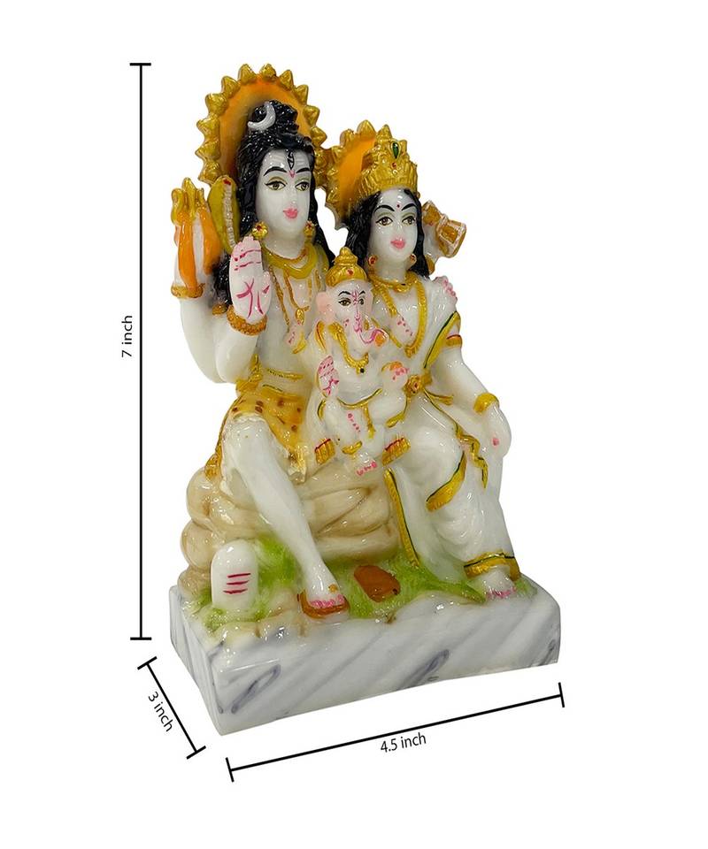 Chaque Decor  Shiv Parivar Handpainted Idol For Success & Gifts/Pooja Room/Home Decoration