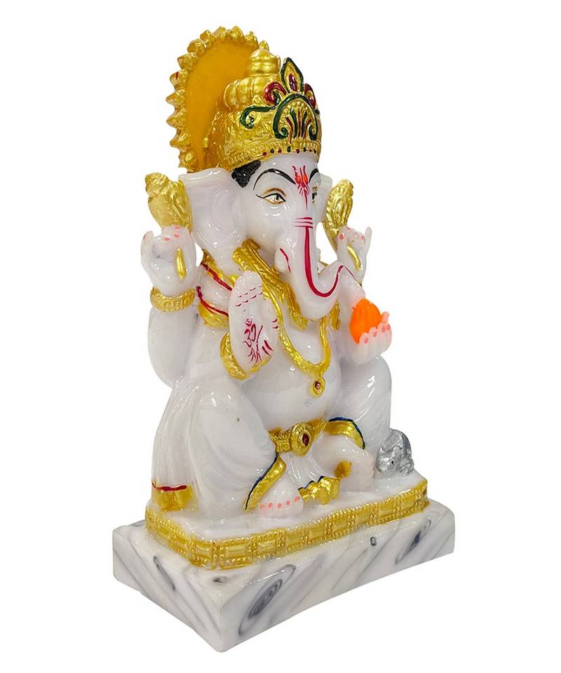 Chaque Decor  Ganesh Handpainted Idol For Success & Gifts/Pooja Room/Home Decoration