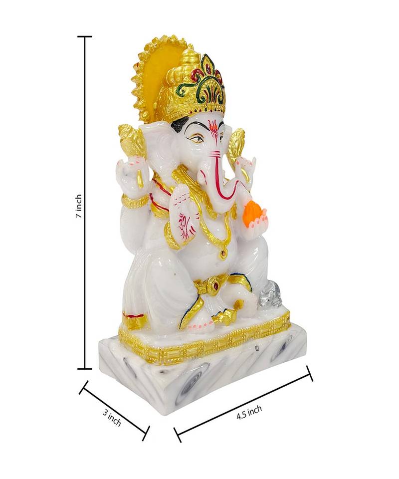 Chaque Decor  Ganesh Handpainted Idol For Success & Gifts/Pooja Room/Home Decoration