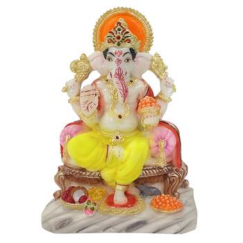 Chaque Decor  Ganesh Handpainted Idol For Success & Gifts/Pooja Room/Home Decoration 1